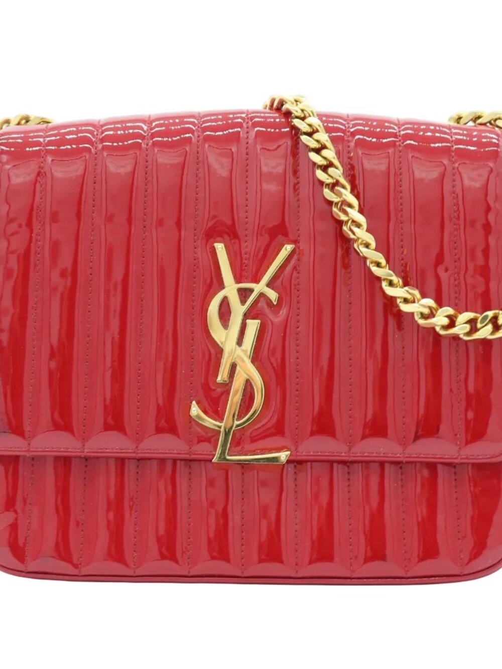 Saint Laurent Vicky Large Shoulder Bag – Red Patent Leather (Pre-Owned)